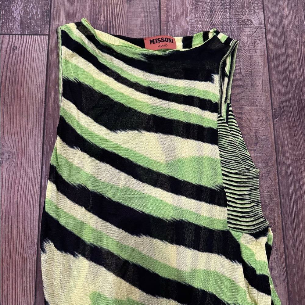 Missoni Spring 2022 Asymmetrical Lime Green and Black Top - Picture 4 of 6